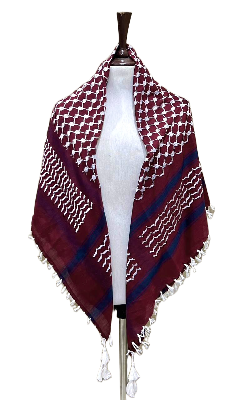 Kufiya/Keffiyeh Velvet Red 100% Katoen