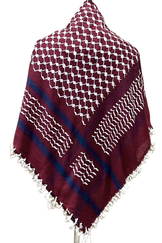 Kufiya/Keffiyeh Velvet Red 100% Katoen