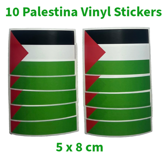 Palestina Vlag Sticker 5x8 cm 10 Stuks