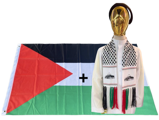 Palästina-Schal 130 x 14 cm + palästinensische Flagge 90 x 150 cm Kombiangebot 