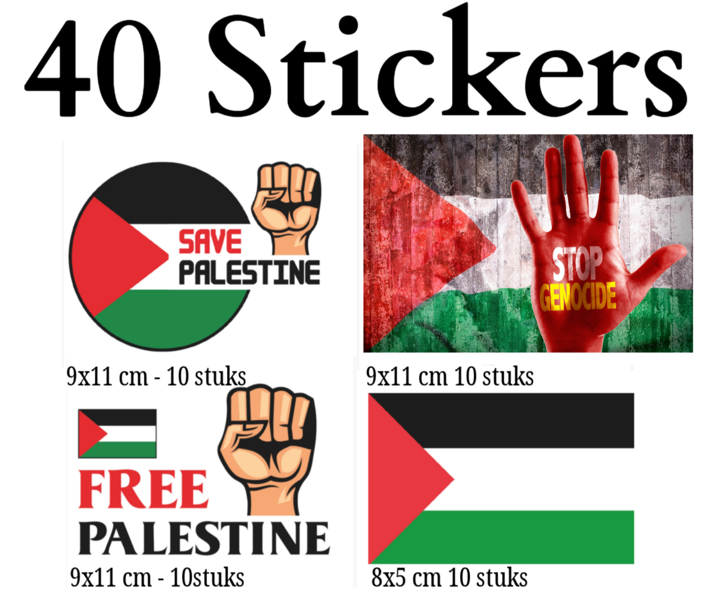Palestine Vinyl Sticker Set 9x11 cm and 5x8 cm 40 pieces