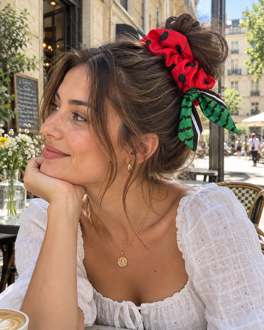 Watermelon Keffiyeh Hair Scrunchie