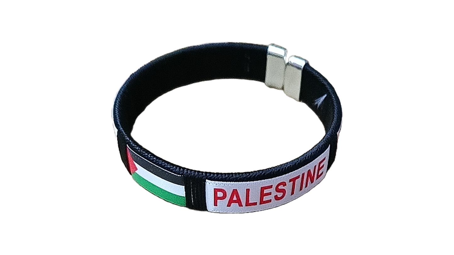 Palestine Bracelet with Red Text Black/Red/Green