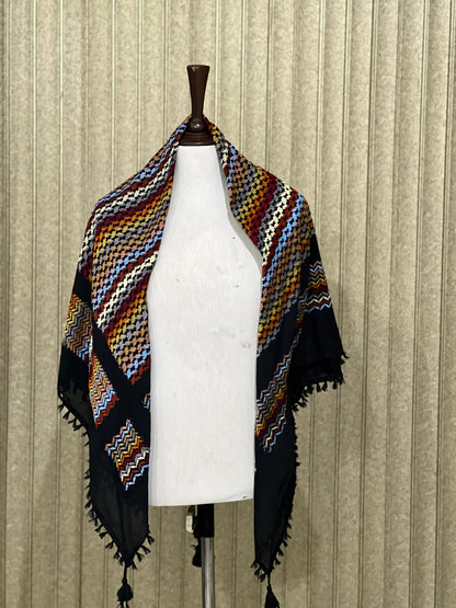 Kufiya/Keffiyeh Black Mosaic Multicolor 100% Katoen