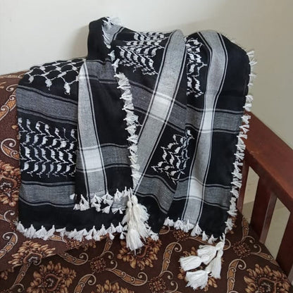 Kufiya/Keffiyeh Nero 125x125 cm con Frange