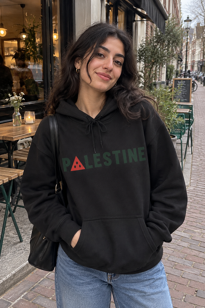 AI lifestylebeeld van de zwarte Palestine Watermelon Hoodie