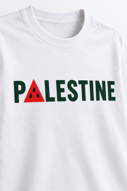 Palästina-Wassermelonen-T-Shirt mit Detailkragen