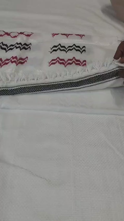 Kufiya/Keffiyeh Röd 127x127 cm med Flossar