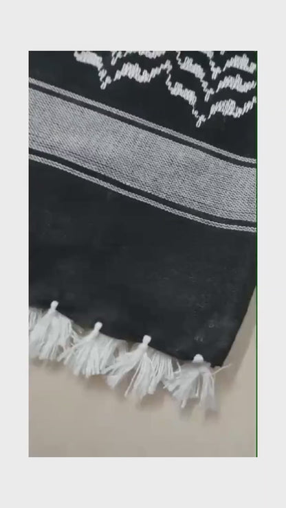 Kufiya/Keffiyeh Nero 125x125 cm con Frange